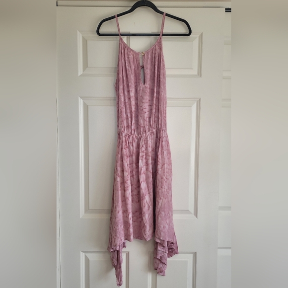 Revolve Indah Mauve Tie-Dye Handkerchief Hem Dress - Size L - Picture 2 of 9